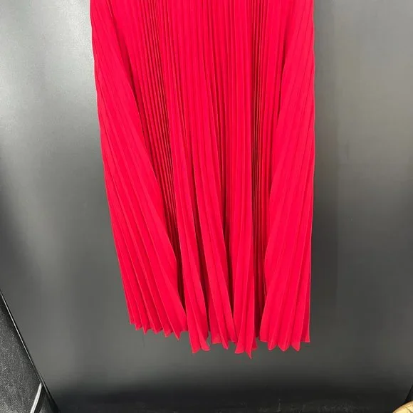 WHBM | Size 14. Red Crepe Pleated dress - Picture 9 of 13
